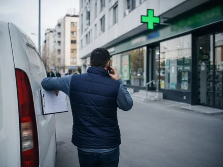 Agentul sună la depozit pentru preț și stoc.