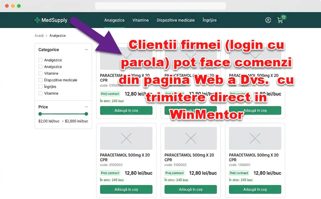 Clienții dvs. comandă 24/7 din pagina web